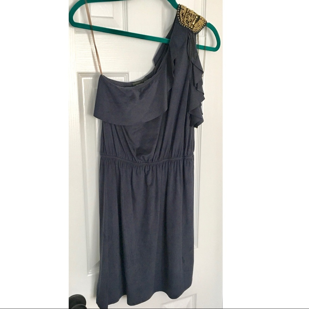Faux Suede One Shoulder Dress
